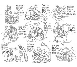 Stickserie - Stern über Bethlehem Line Art